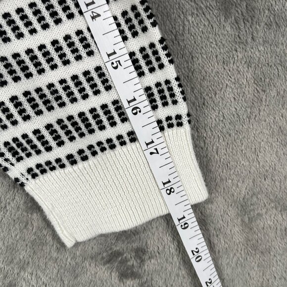 J Crew Factory Dot Dash Pullover Womens Small White Black 3/4 Sleeve Preppy Twee - Picture 8 of 9